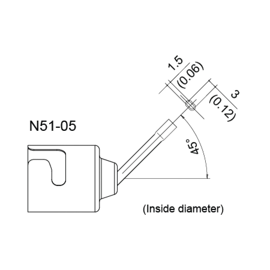 Hakko N51-05 1.5 X 3MM Bent Single Nozzle