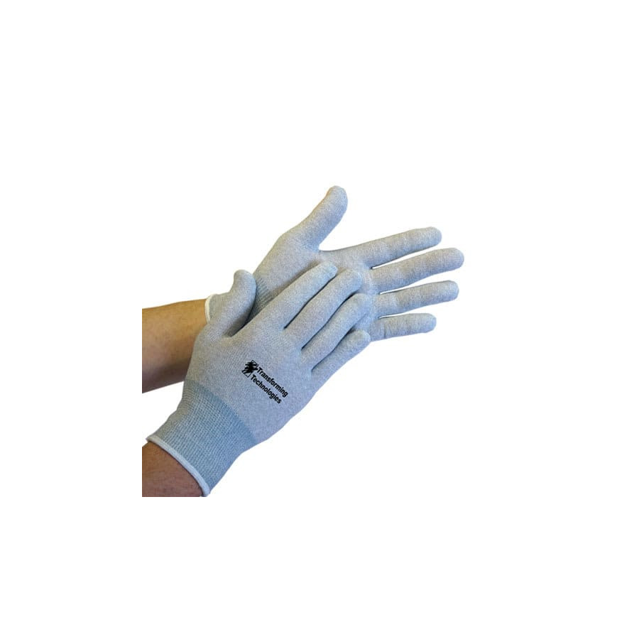 Transforming Technologies GL4504 Inspection Gloves, ESD, Plain, Gray/White, Large