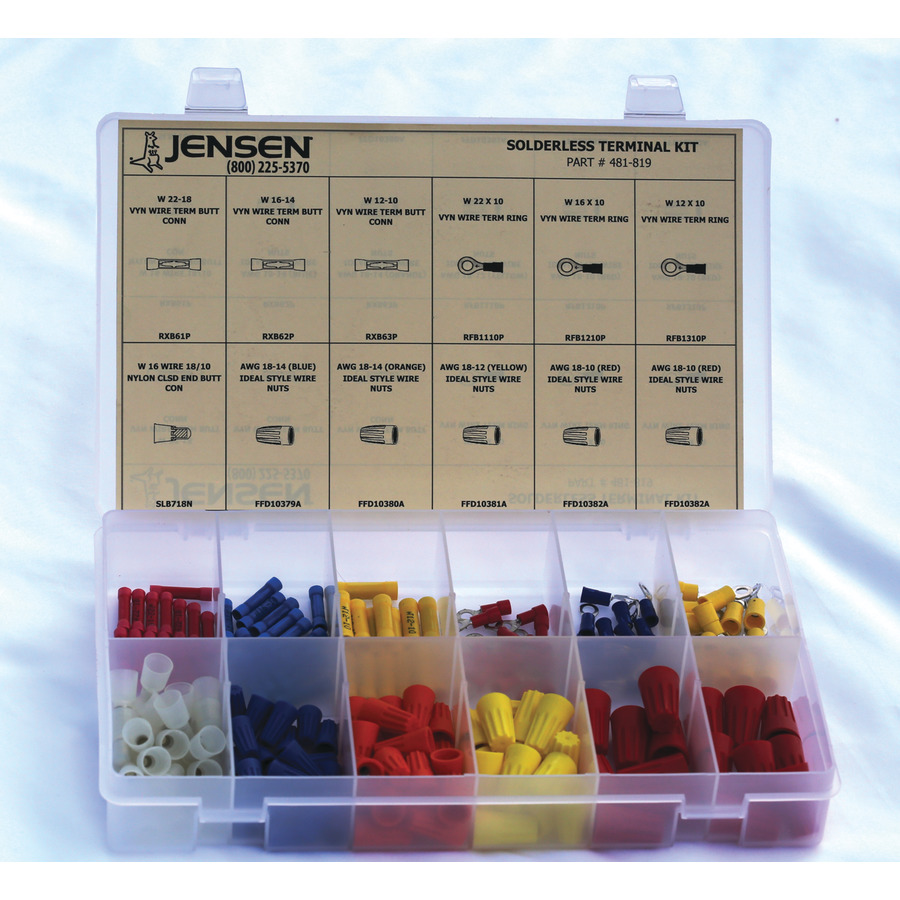 Jensen Tools 481-819 196-Pc Solderless Terminal Kit For 10-22AWG in Plastic Box