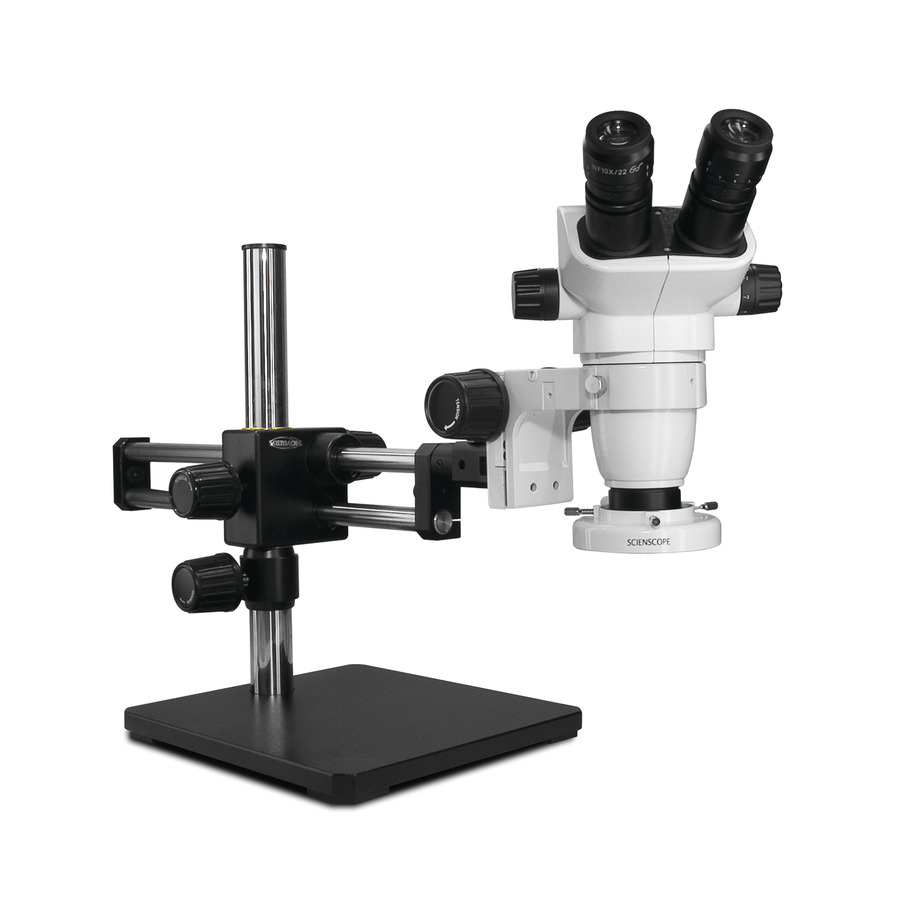 Scienscope SZ-PK5D-E1 Binocular Microscope, SSZ II Series, Includes Compact LED Ring Light and Dual Arm Boom Stand