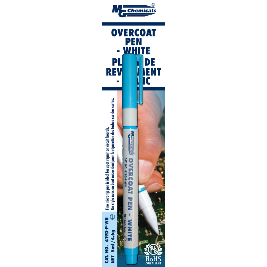 MG Chemicals 419D-P-WH Overcoat Pen, White, .17 oz. Pen