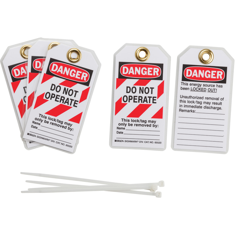 Brady 103541 Heavy Duty Polyester Lockout Tags, 5-1/2" x 3", 5/Pkg