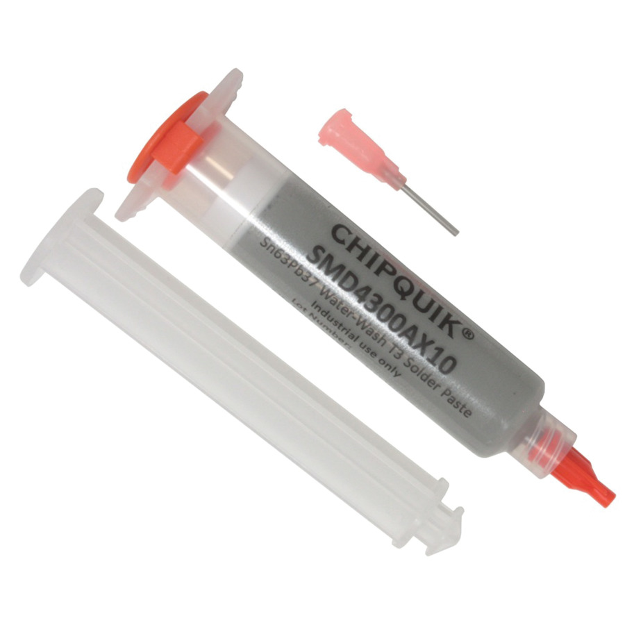 Chip Quik SMD4300AX10 Solder Paste no clean 63Sn/37Pb in 10cc syringe 35g water washable (T3)