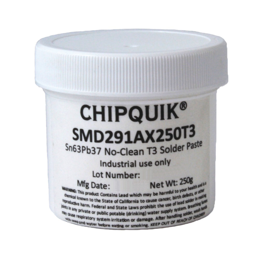 Chip Quik SMD291AX250T3 Solder Paste in jar 250g (T3) Sn63/Pb37 no clean