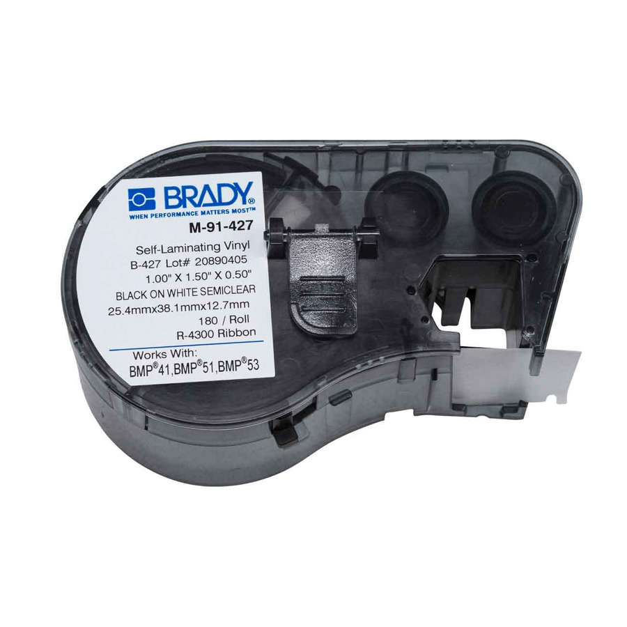 Brady M-91-427 Brady M Series Label: Vinyl Black on White 1.5"x0.5"