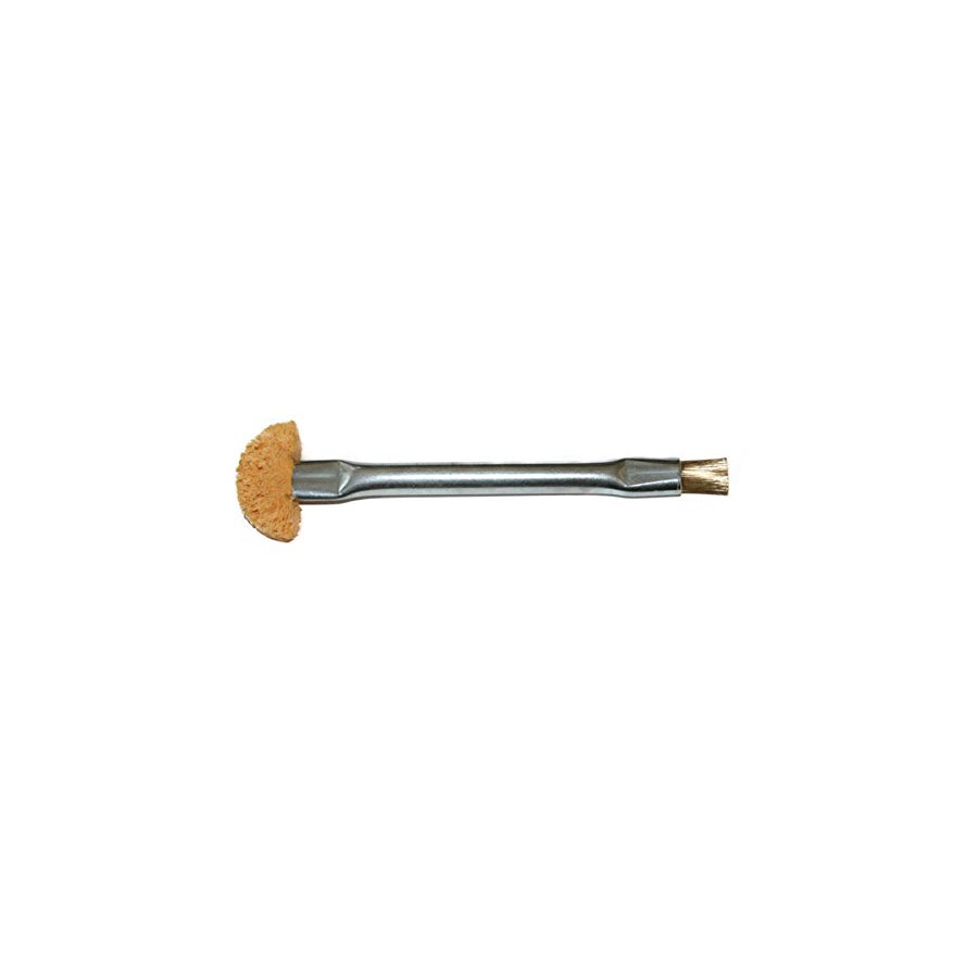 Techni-Pro 758SO656 Applicator Brush, Double End, Brass Wire/Sponge 1/2", 0.003" Bristle, Zinc Plated 3/8"x4-1/2" Handle