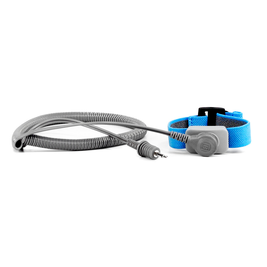 Techni-Pro 487-288 Wrist Strap, Dual Wire Fabric, Adjustable, 6 ft. Mono Jack Cord, Blue/Gray