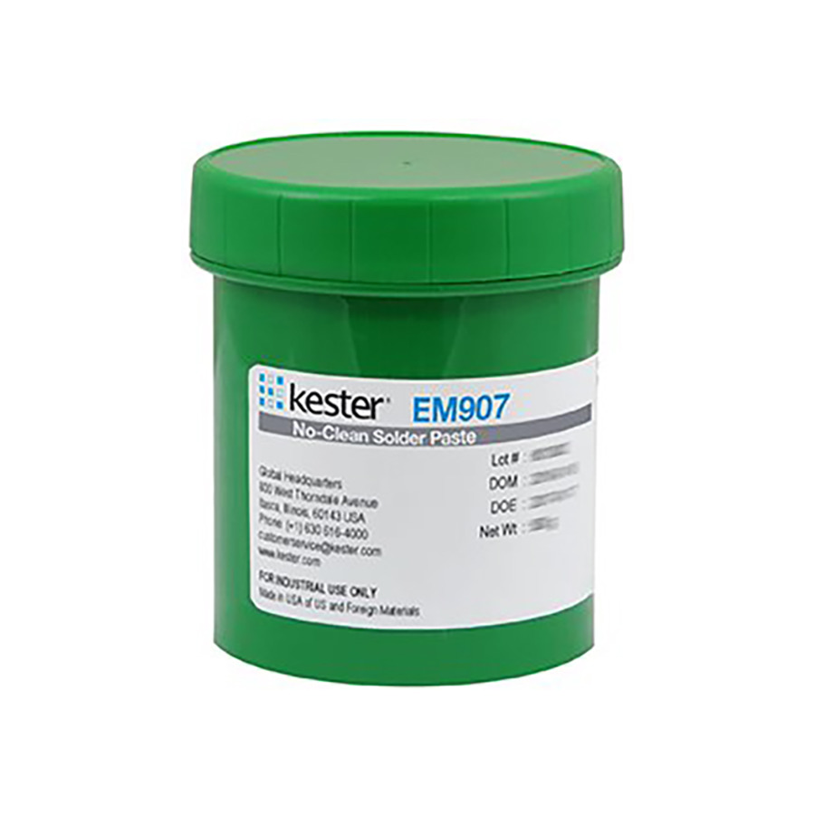 Kester 70-0605-0810 Solder Paste, No Clean, Lead Free, Sn96.5Ag3Cu.5 (SAC305), 88.5 %, T3, 500 g Jar, Halogen, EM907 Series