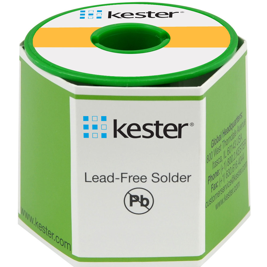 Kester 24-9574-1401 Solder Wire, Rosin Core, Lead Free, Sn99.3 (K100LD), 3.3%, 0.020 in (0.50 mm), 48 Series