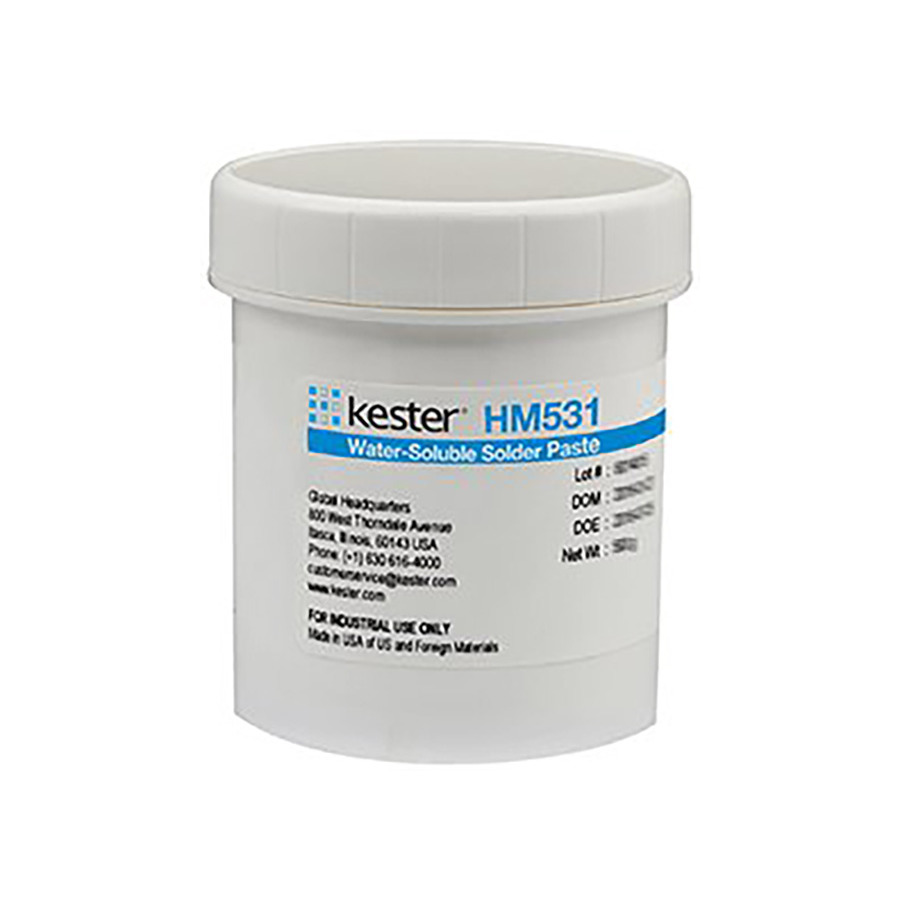 Kester 70-1002-0510 Solder Paste, Water Soluble, Leaded, Sn63Pb37, 90 %, T3, 500 g Jar, Halogen, HM531 Series