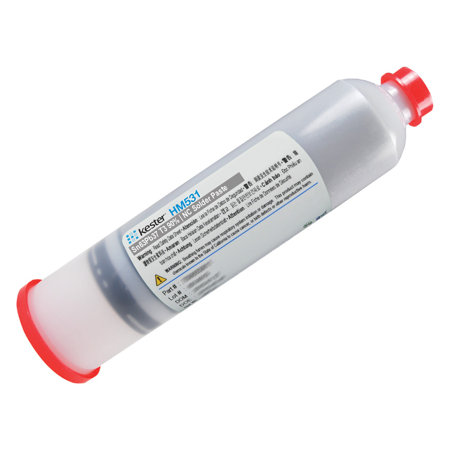 Kester 70-1003-0611 Solder Paste, Sn63Pb37, T4, 89.5%, 600g, CRT, HM531 Series