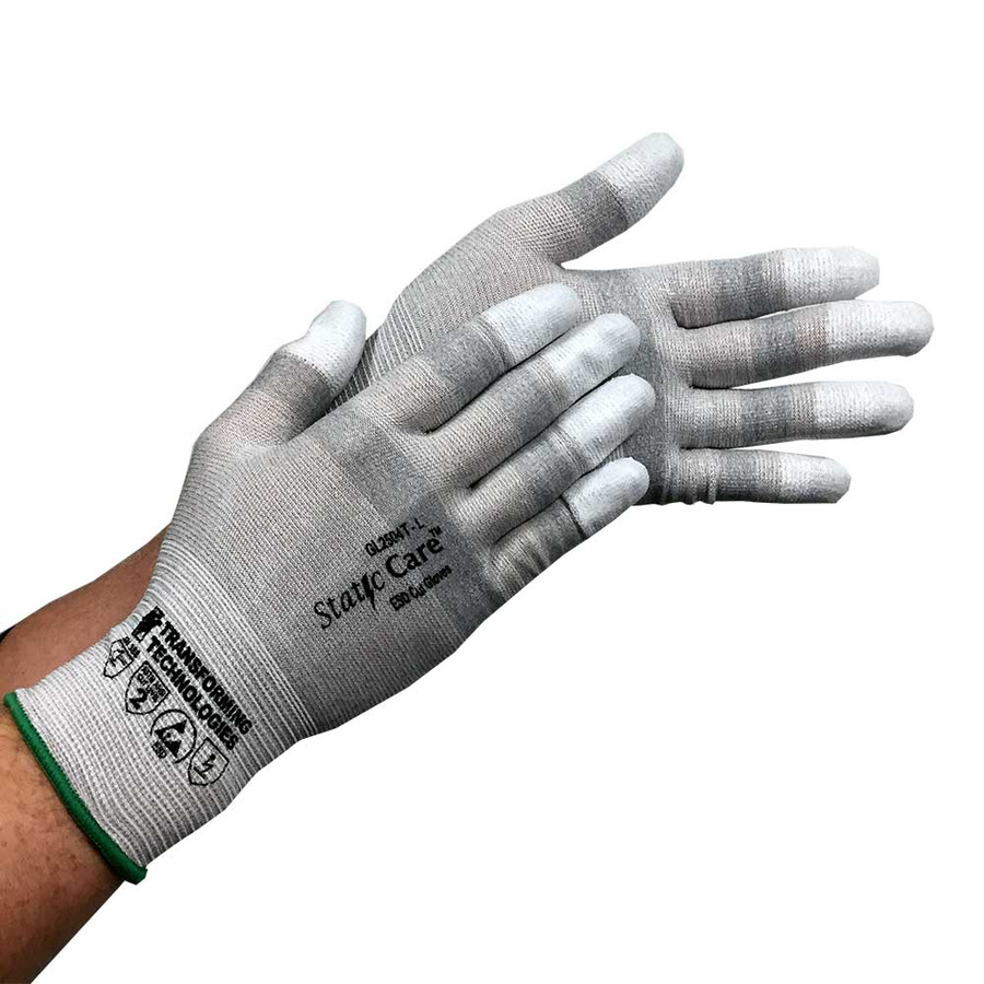 Transforming Technologies GL2502T Gloves, ESD, Cut Resistant, Finger Tip Coated, Small