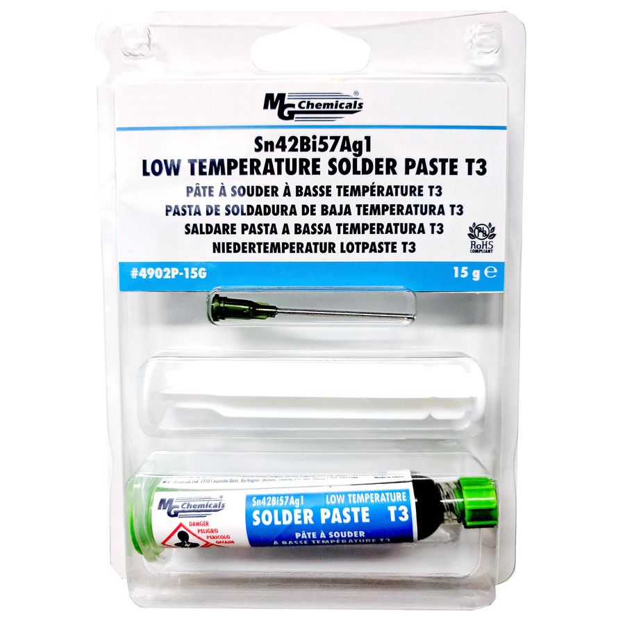 MG Chemicals 4902P-15G Solder Paste, Lead Free Low Temperature, Syringe 15g