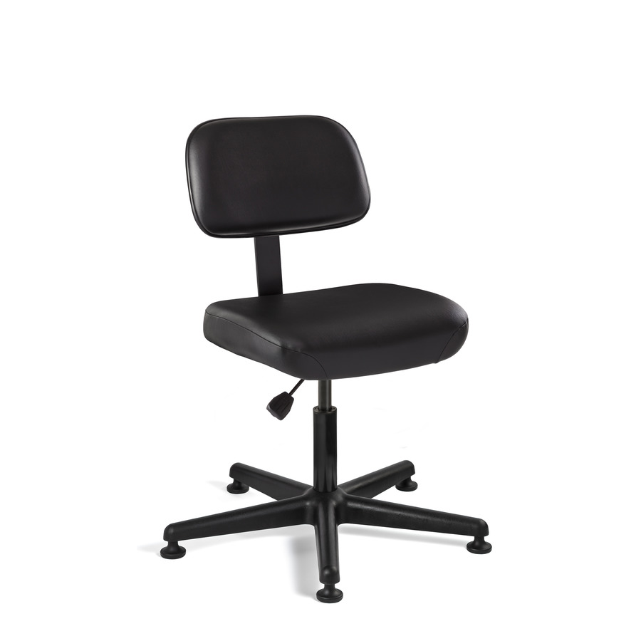 Bevco 5000-V-BLK Vinyl Chair, Non-Tilt, Black Nylon Base, Mushroom Glides, Adj. Height 17"-22", Doral Seres