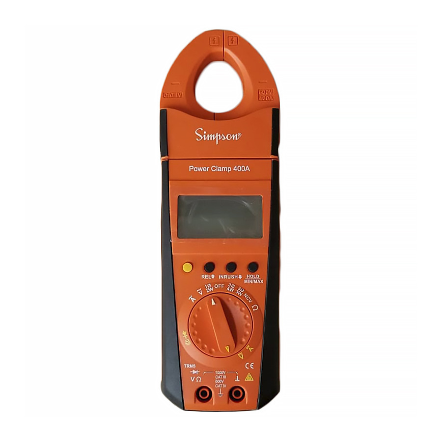 Simpson Electric 50125 Digital Power Clamp, 3-Phase Power Measurement, Rotational Jaw, 1000V, 400A AC/DC