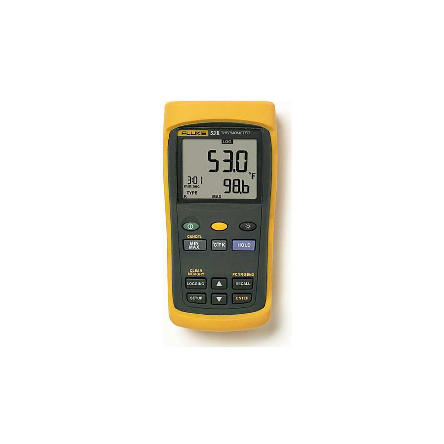 Fluke FLUKE-53-2 B 60HZ Data Logging Thermometer w/ Probe, 500pts Memory, Single Input, USB