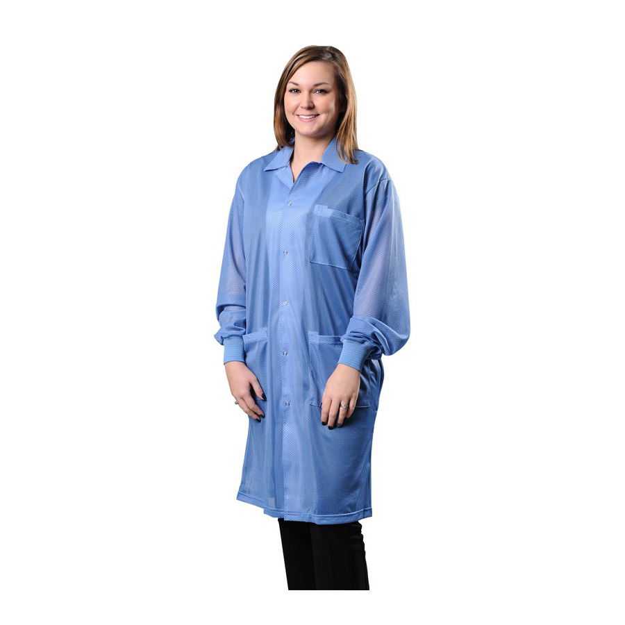 Desco 73610 Smock, ESD Shielding, Jacket, Knitted Cuffs, Blue, X-Small