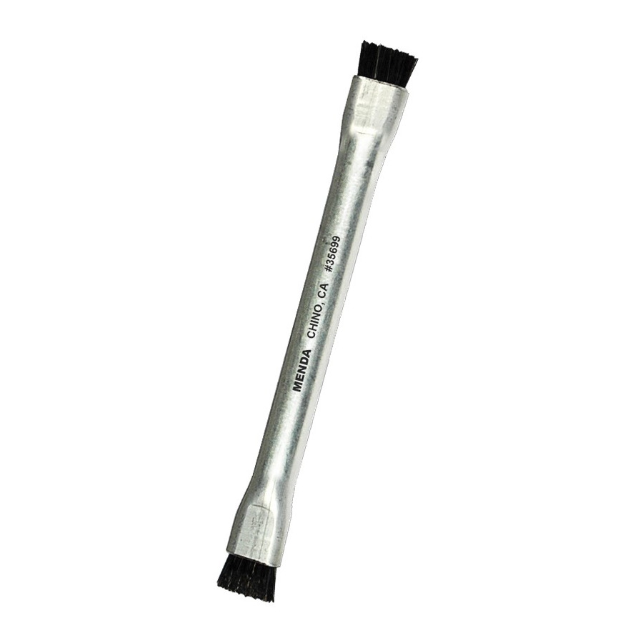 Menda 35699 Brush, Double Sided, ESD, Conductive, Round Aluminum Hdle, Nylon Firm Bristles, 1/2" L