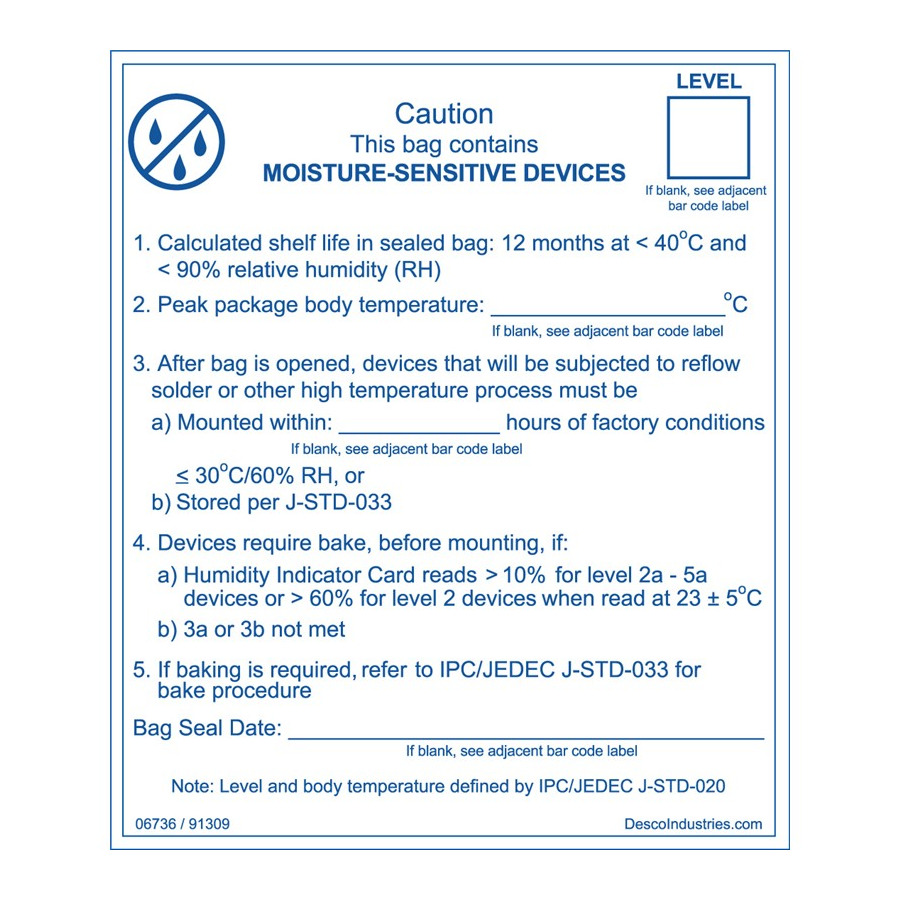 Desco 06736 Moisture Warning Labels, 3" x 3" 100/Roll