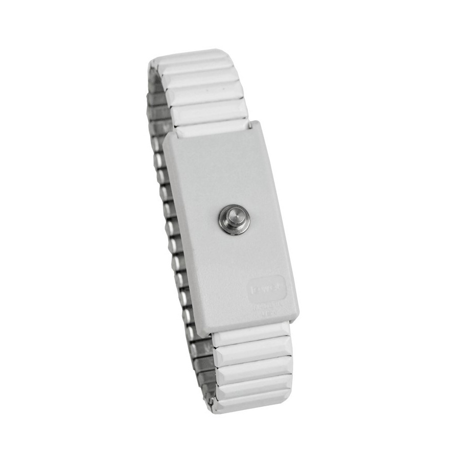 Desco 09230 Jewel Adjustable Wrist Strap w/ 4 MM Snap, Metal, White