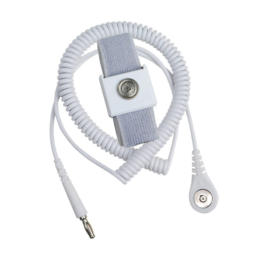 Desco 09215 Jewel MagSnap Adjustable Elastic Wrist Strap, White, 10' Cord, Class 1000 Packaging