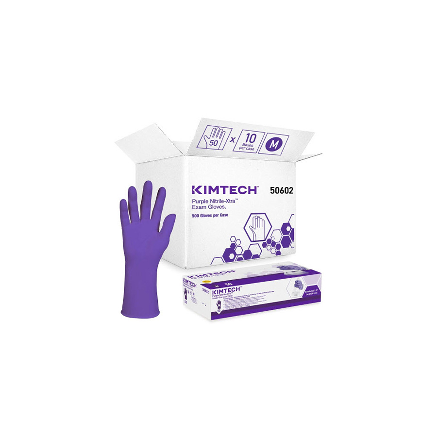 Kimberly-Clark 50602 Nitrile-Xtra Exam Gloves, 5.9 mil, 12", Purple, Medium, 50/Box