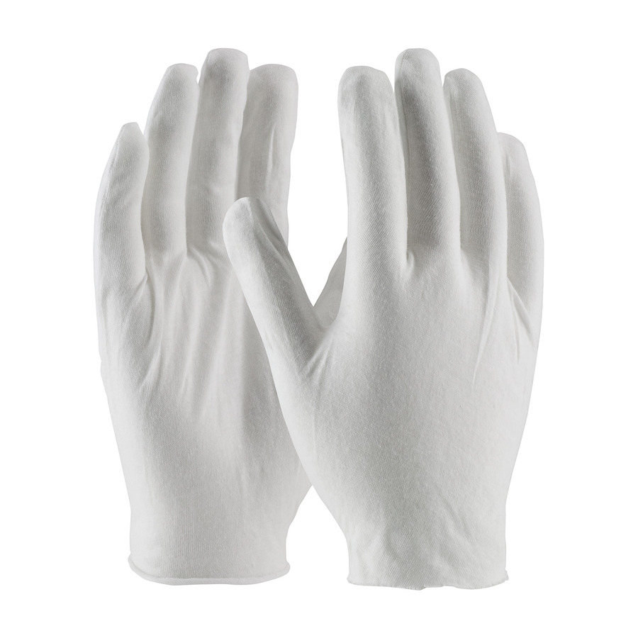 CleanTeam 97-500J Gloves, White, Men's, Cotton Lisle, Light Weight, Premium, Unhemmed, Jumbo, 12/Pr