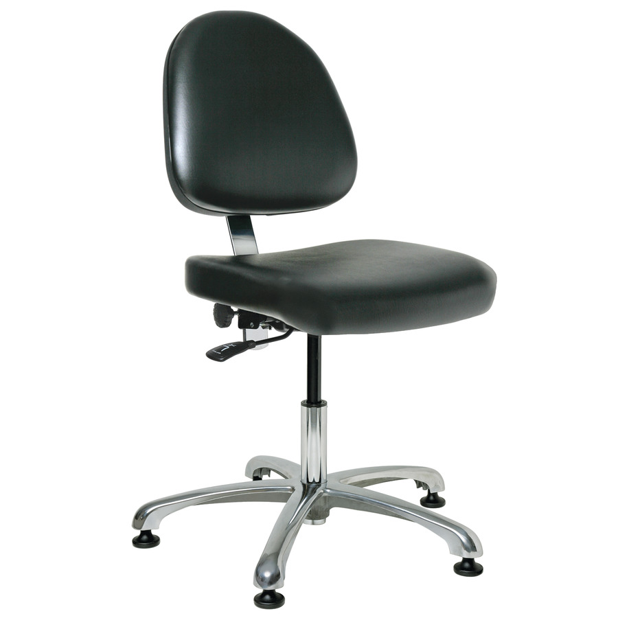 Bevco 9050MC4 Class 10,000 Black Vinyl Cleanroom Chair, 15-1/2" - 21"