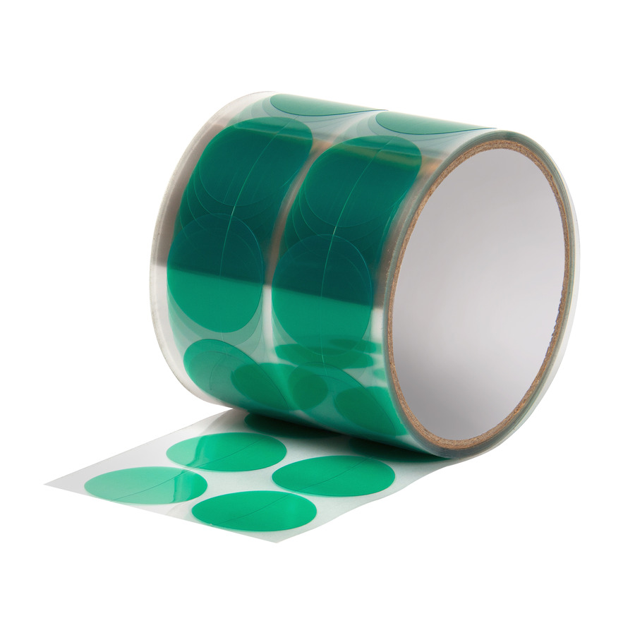 Techni-Pro 592-285 Poly Dots, 1-1/4", 3" Core, 3.5 mil, Green