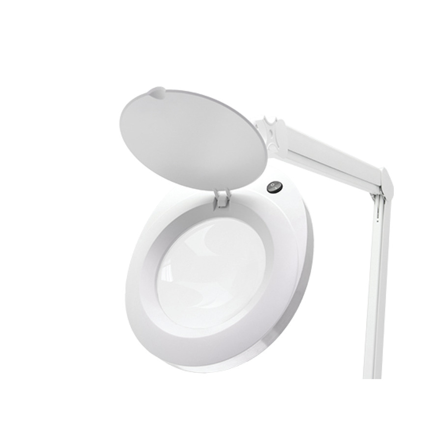 Aven 26501-LED-8D ProVue 8-Diopter 5" Diameter Illuminated Magnifier with 45" Arm and Clamp Base, LED, White