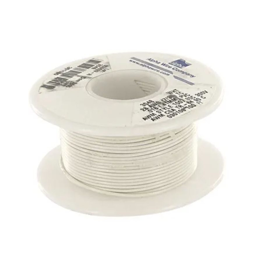 Alpha Wire 3048-1 PVC Hook Up Wire White 1000' Spool