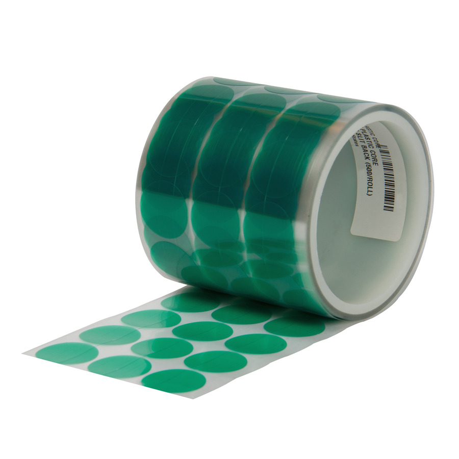 Techni-Pro 599-155 Poly Dots, 1", 3" Core, 3.5 mil, Green