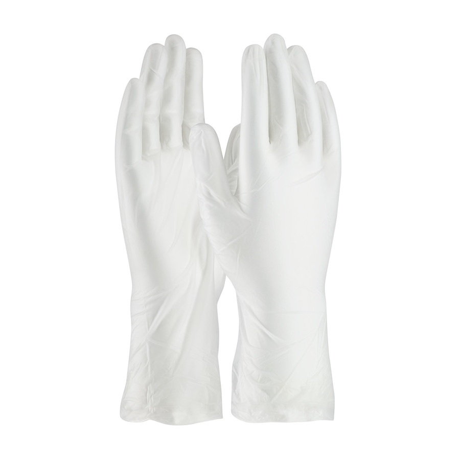 QRP VHC12 Cleanroom Vinyl Gloves, 4 mil, Clear, Large, 100/Bag