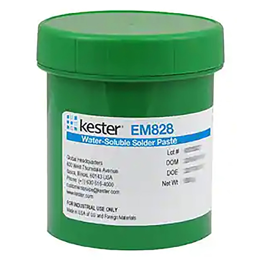 Kester 70-0403-0923 Solder Paste, Lead-Free, Water-Soluble, 96.5/3.0/.5, EM828 Type 4, 500G Cart