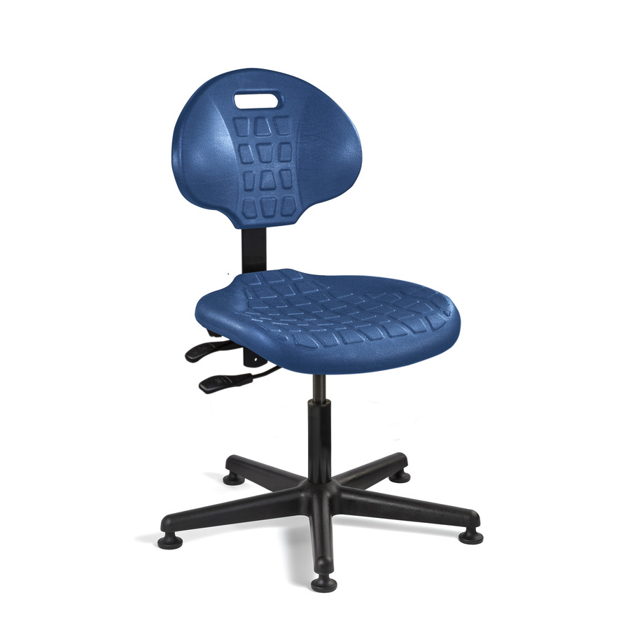 Bevco 7001-BLU Polyurethane Chair, Blue/Black, Nylon Base, Adj. Height 21"-31", Everlast Series