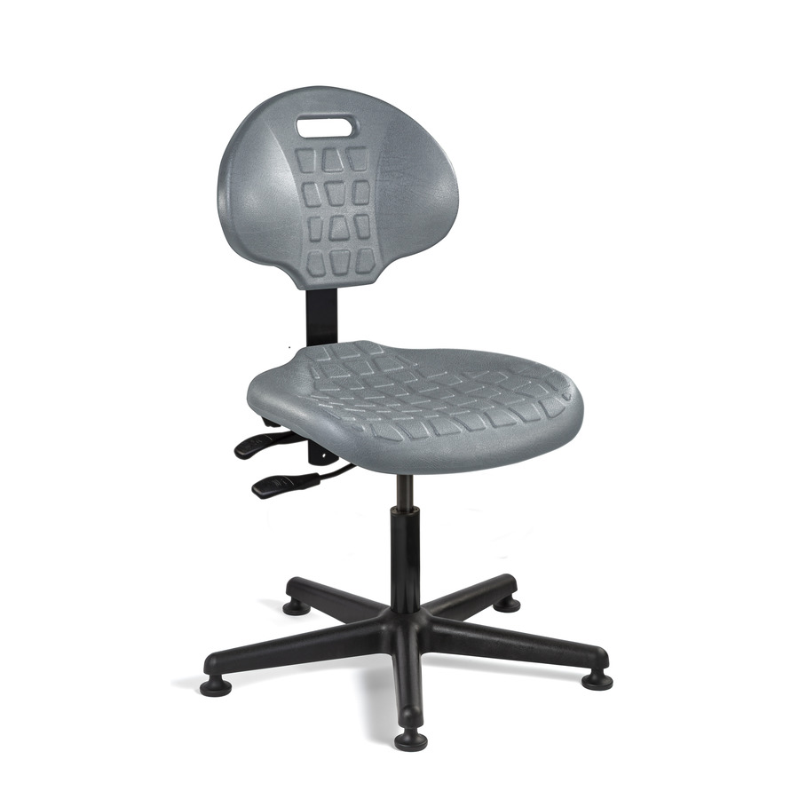 Bevco 7001-GRY Polyurethane Chair, Gray, Black Nylon Base, Articulating Tilt, Adj. Height 21"-31", Everlast Series