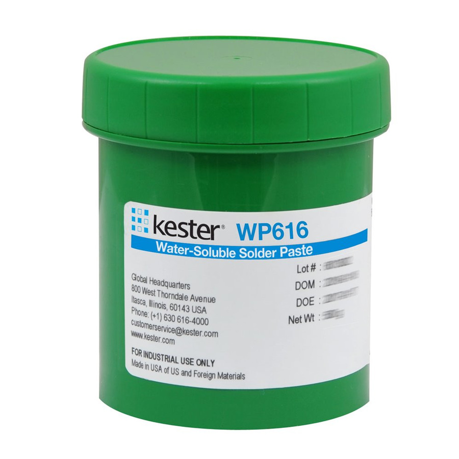 Kester 7050232210 Solder Paste, Water Soluble, Lead Free, Sn96.5Ag3Cu.5 (SAC305), 88.3 %, T5, 500 g Jar, WP616 Series