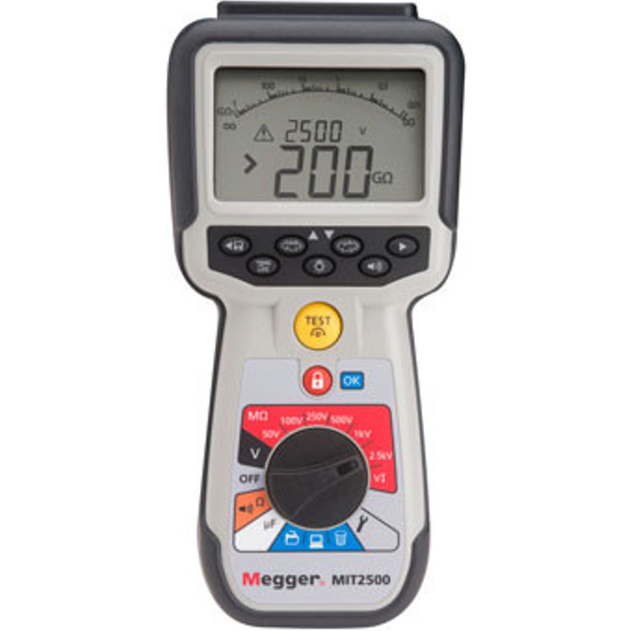 Megger MIT2500 Insulation Tester, 2.5 kV, 200 GOhm, PI, DAR, CAT IV, MIT2500 Series