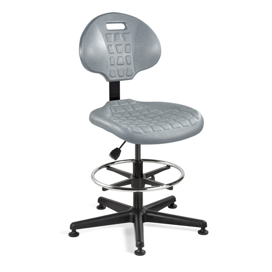 Bevco 7500-GRY Polyurethane Chair, Gray, Black Nylon Base, Non-Tilt, Adj. Height 21"-31", Everlast Series