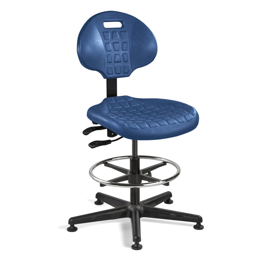 Bevco 7501-BLU Polyurethane Chair, Blue/Black Tubular Steel Base, Adj. Height 24"-29", Everlast Series