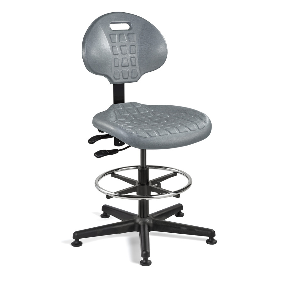 Bevco 7501-GRY Polyurethane Chair, Gray, Ariculating Tilt, Tubular Steel Base, Adj. Height 24"-29", Everlast Series