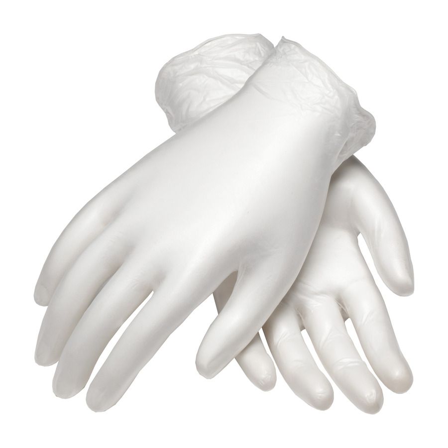 CleanTeam 100-2824/S Gloves, Clear, Vinyl, S, Cls10, 5 mil, PF, 9.5", ESD, Texture, 100/Pk