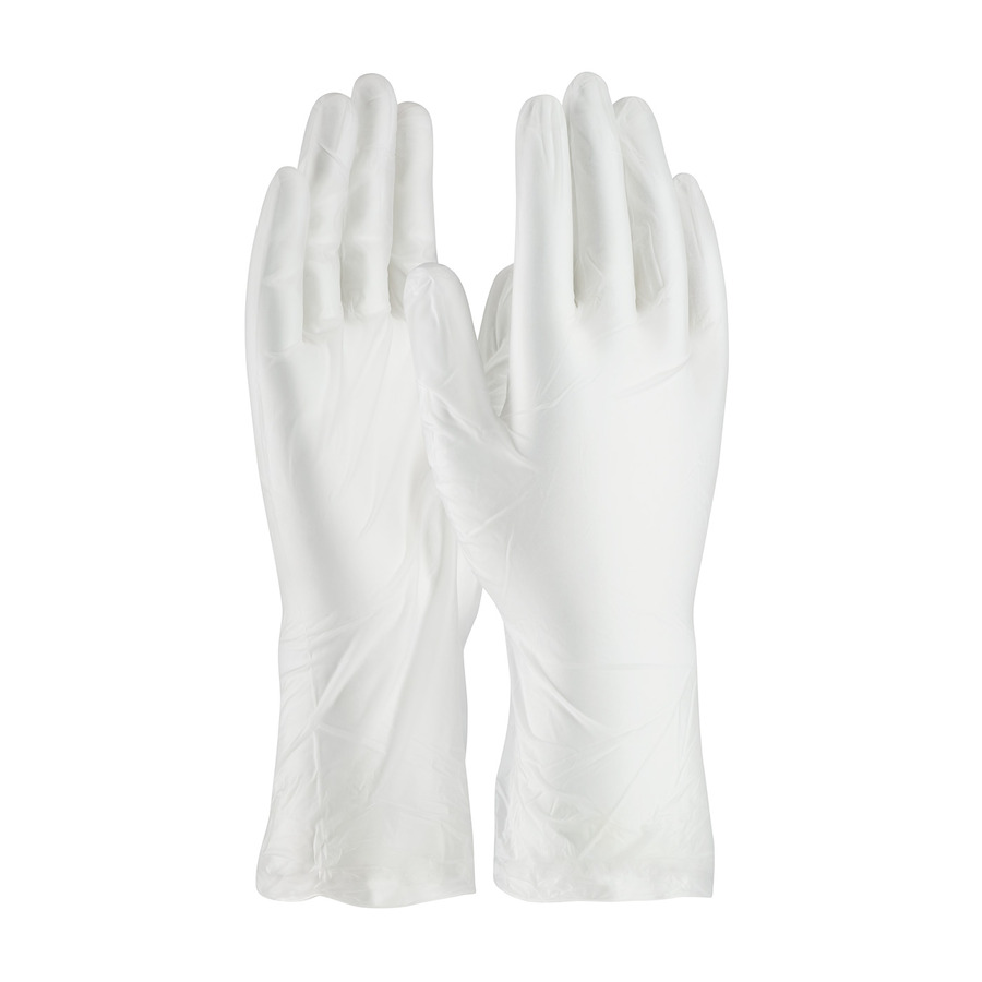 CleanTeam 383 Vinyl Gloves, ESD Class 10, PF, Textured, 12", 5 mil, Clear, Medium, 100/Pk