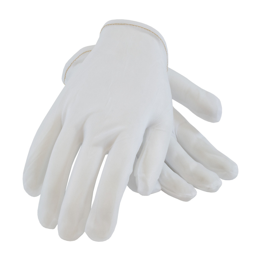 CleanTeam 98-741/L Gloves, White, Women's L, 40 Denier Tricot Fabric, Rolled Hem, No Set-In Thumb