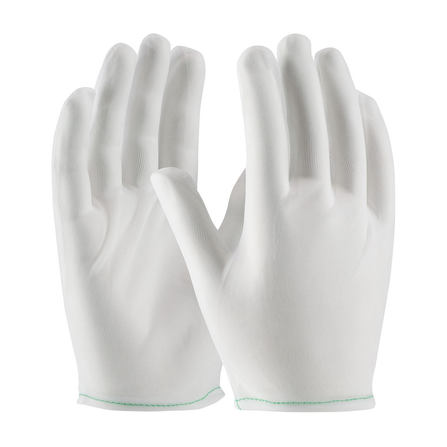 CleanTeam 98-740/XL Gloves, 40 Denier Tricot Fabric, Rolled Hem, No Set-In Thumb, White, Mens XL