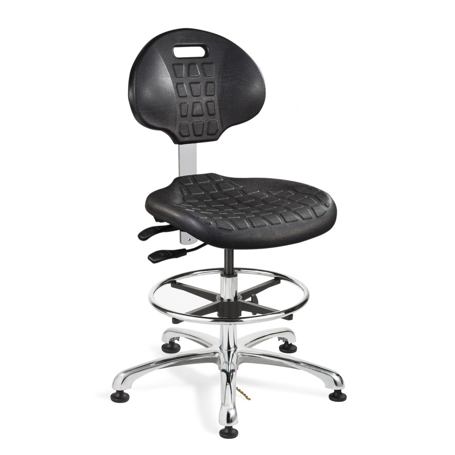 Bevco 7551E1 Polyurethane Chair, Blk, ESD/ISO 4 Cleanroom, Mushroom Glides, Adj. Height 24"-29", Everlast Series