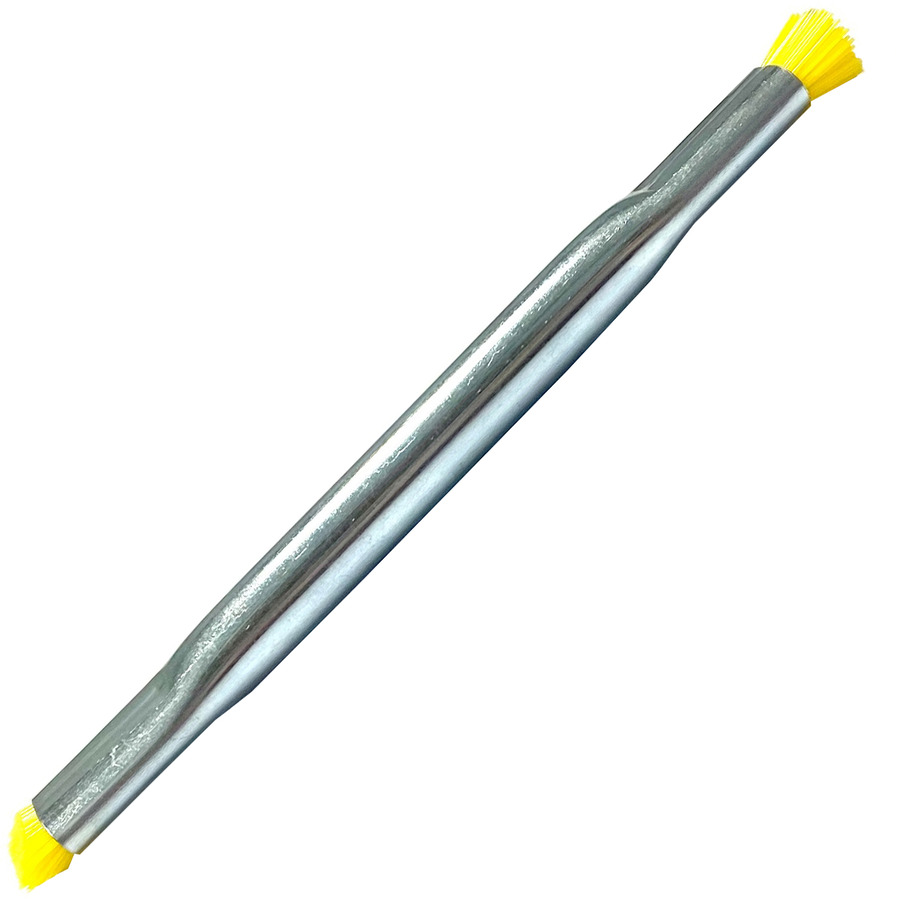 Techni-Pro 758CH0010 Applicator Brush, Double End, Static Dissipative, Nylon 0.016" Bsr, Zinc Plated 3/8"x4-1/2" Hdl, ESD