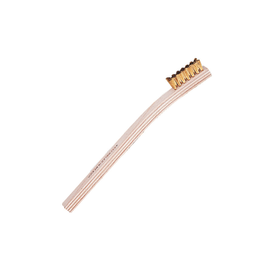 Techni-Pro 758CH153 Scratch Brush, Brass, 7/16", 0.003" Bristle, Wood, 1/4"x7-3/4", ESD