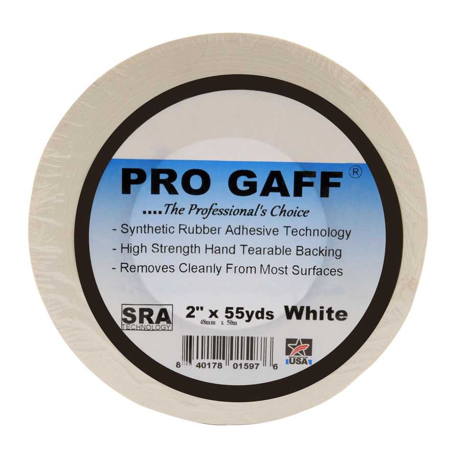 Techni-Pro 758IE2001 Gaffers Tape, 2"x55 Yds, 3" Core, 11 mil, White Vinyl, SRB