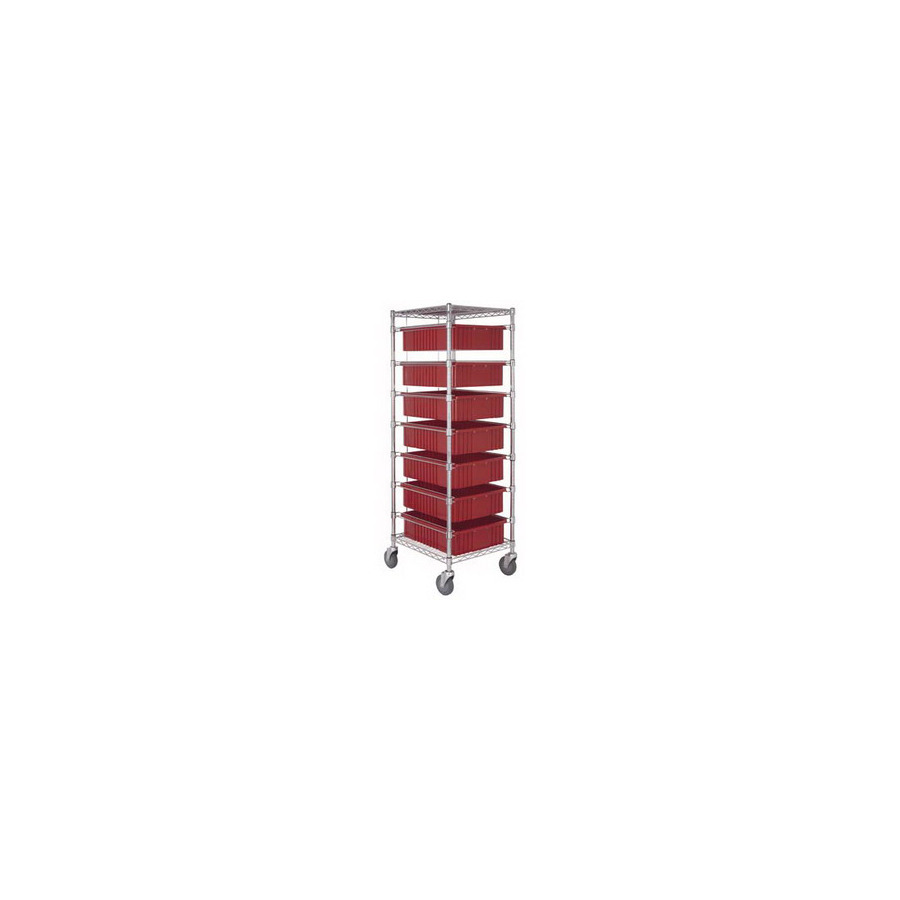 Quantum Storage Systems 758IE737 Techni-Tool Shelving System Bin Cart W/ 7 DG93060 Bins